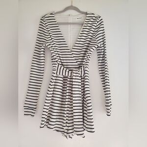 Black and white stripe,  small romper